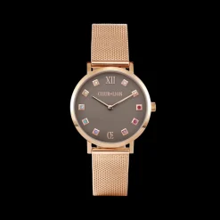 COEUR DE LION Watch Round Mocha Matt Milanese Stainless Steel Rose Gold