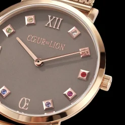 COEUR DE LION Watch Round Mocha Matt Milanese Stainless Steel Rose Gold