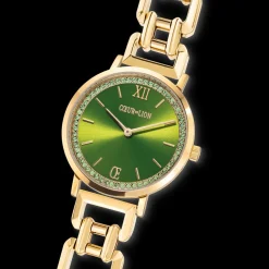 COEUR DE LION Watch Round Sparkling Fabulous Green Statement Gold