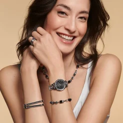 COEUR DE LION Watch Round Sparkling Mysterious Black Statement Silver