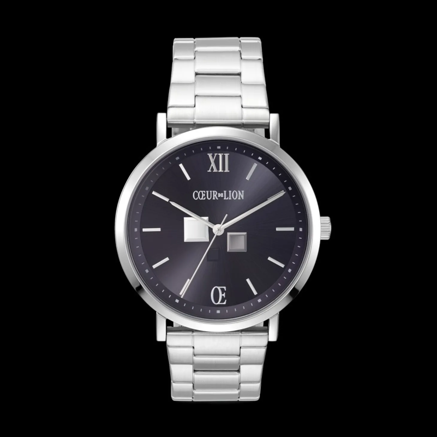 COEUR DE LION Watch Round Statement Unisex Sunray Midnight Blue Stainless Steel Frosted Silver