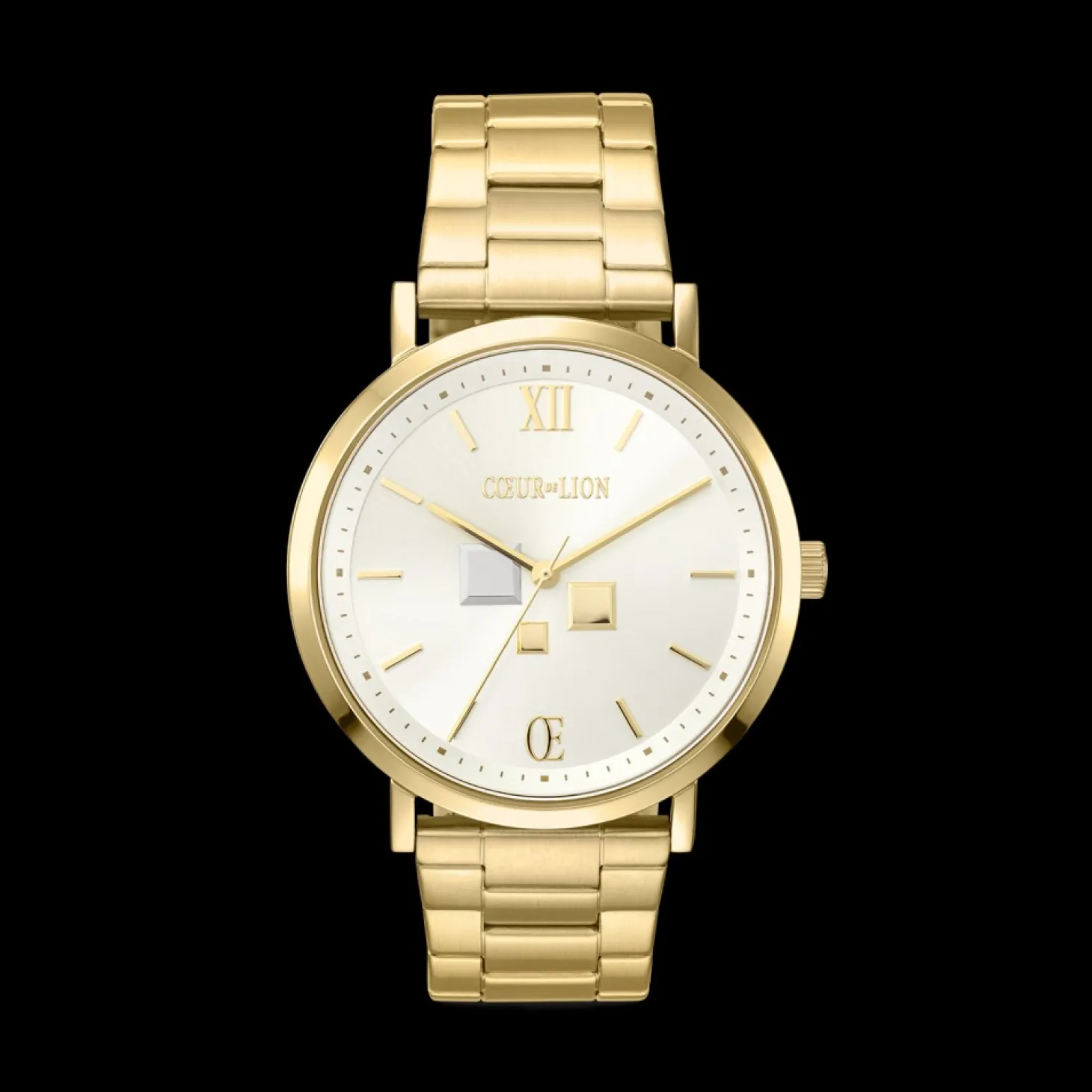 COEUR DE LION Watch Round Statement Unisex White Sunray Stainless Steel Frosted Gold