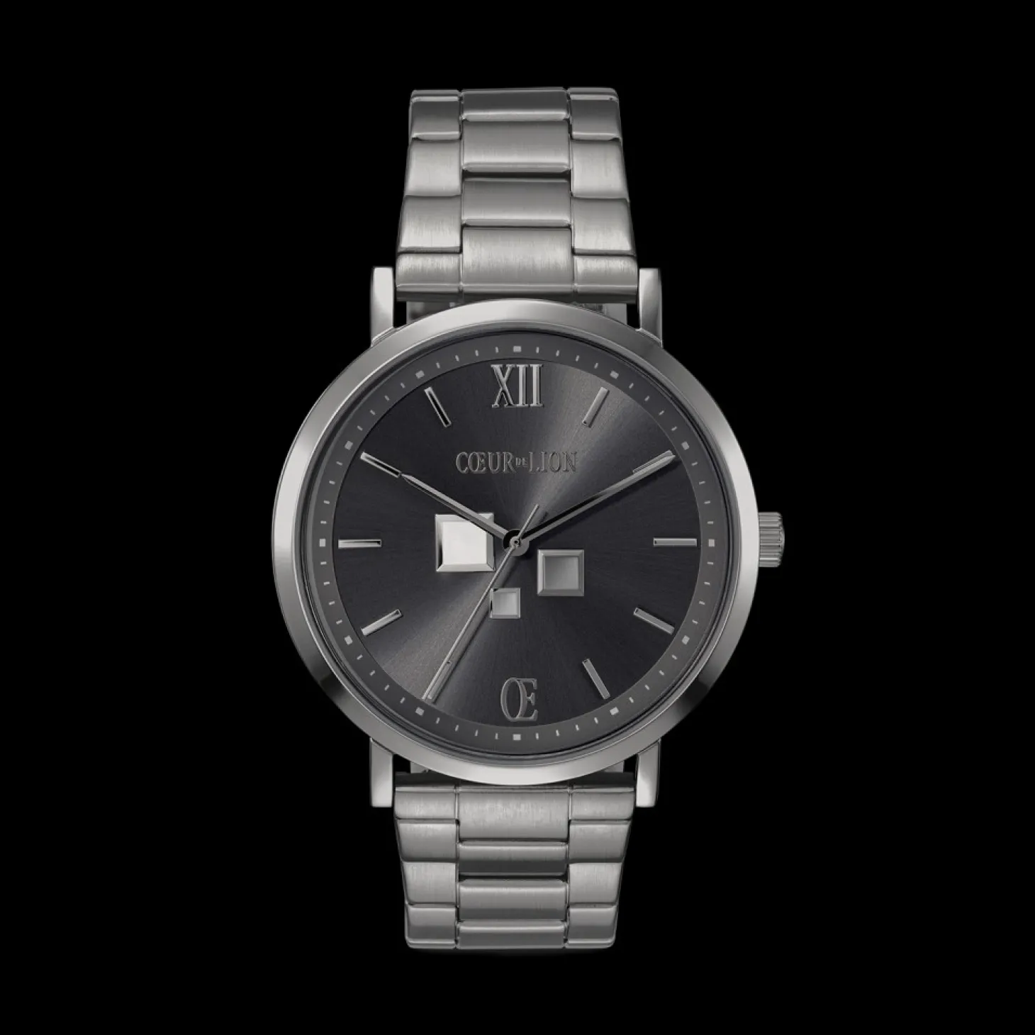 COEUR DE LION Watch Round Statement Unisex Anthracite Sunray Stainless Steel Light Gun Metal